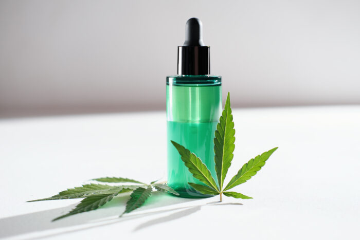 CBD facial oil with cannabis extract for a natural skin treatment. natural herbal cosmetic,